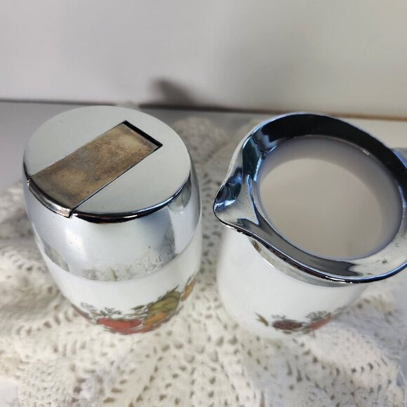Dominion Glass Spice of Life Cream and Sugar Set Mid Century Country Kitchen - Picture 3 of 10